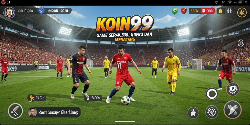 Tampilan gameplay KOIN99 yang menawan saat bertanding di lapangan sepak bola.