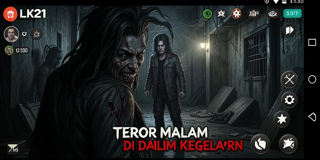 Tampilan gameplay LK21 menampilkan kengerian malam yang mendebarkan.
