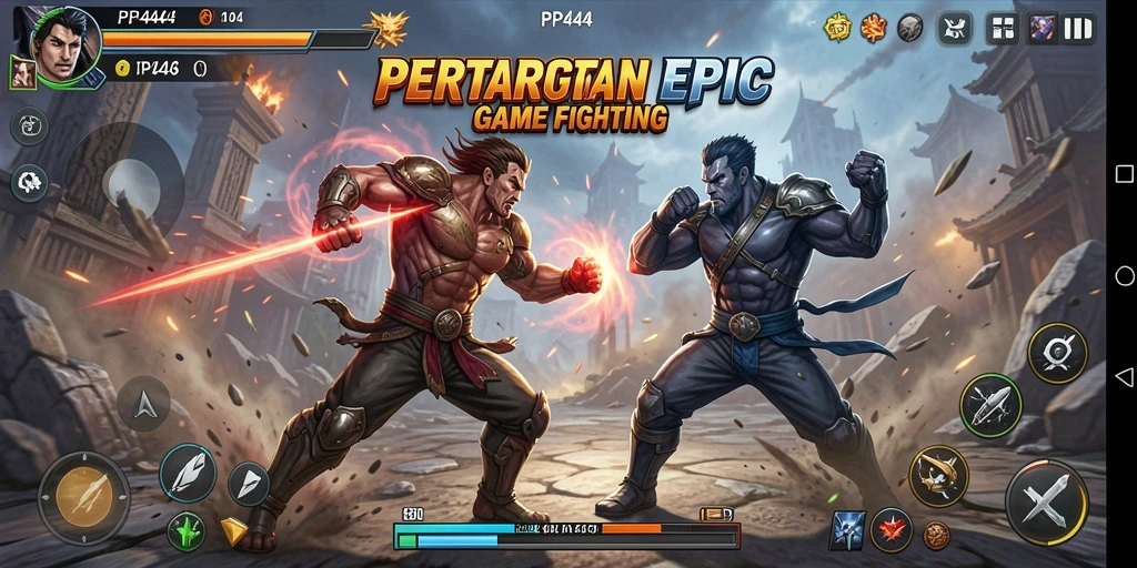 Gameplay seru dalam PP444 dengan pertarungan intens dan grafis menarik.