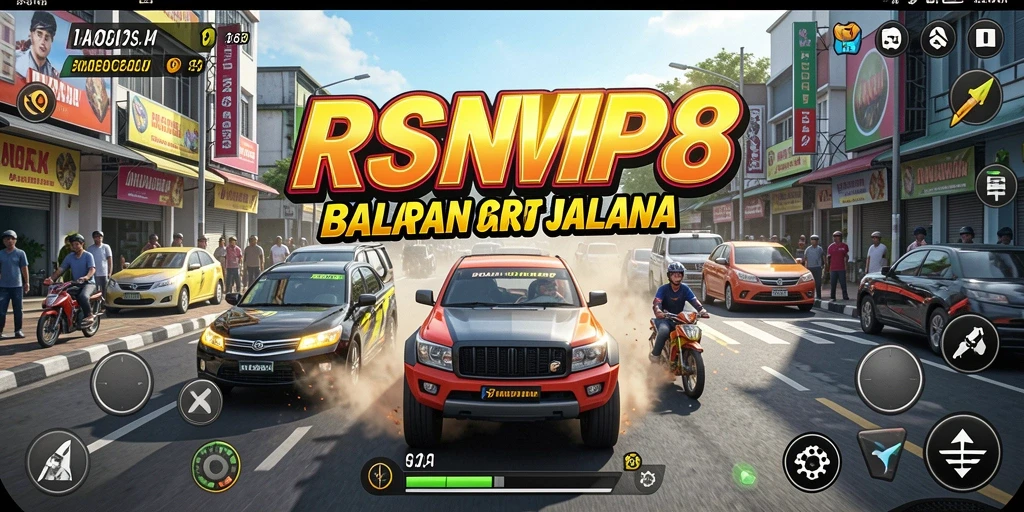Tampilan gameplay balapan seru di RSNVIP8 dengan mobil cepat.